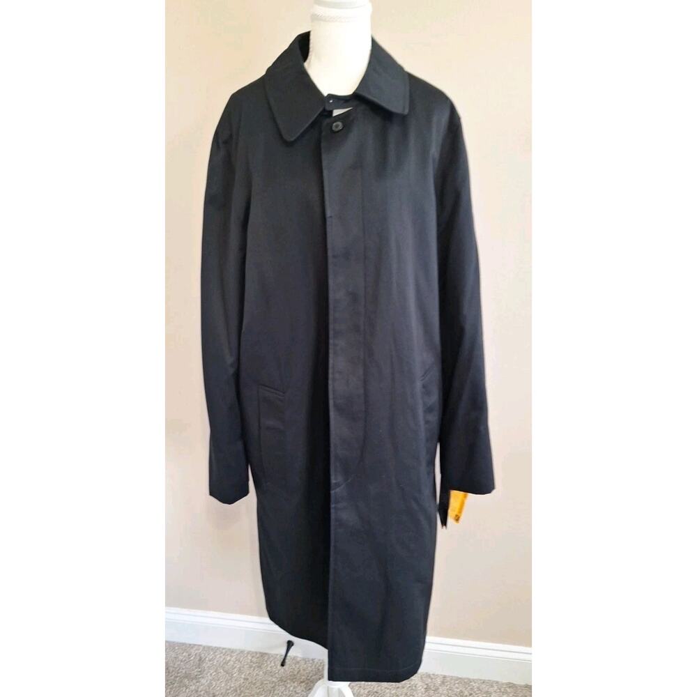 NWT William Wallace Men's Trench Coat Black Insulated Water Resistant Size 38 L
